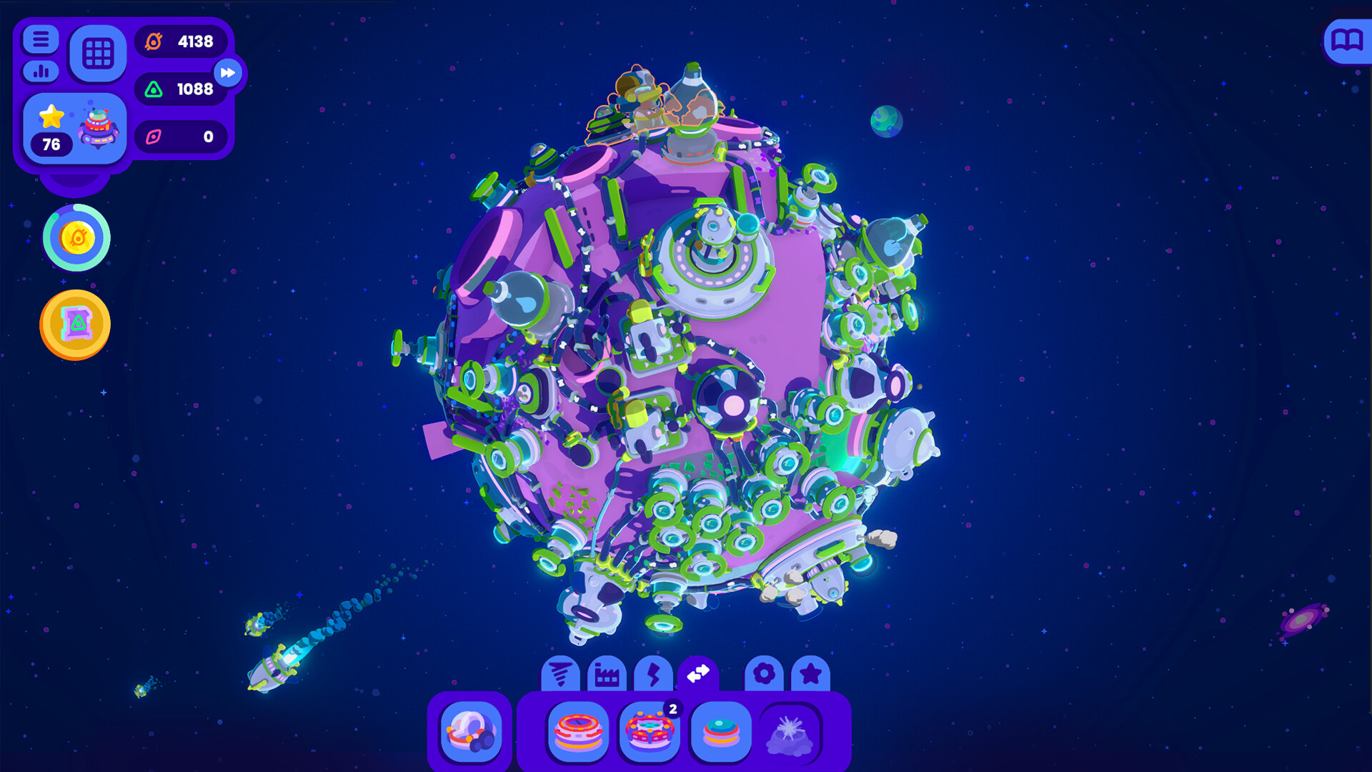 A planet covered in buildings in Star Birds.