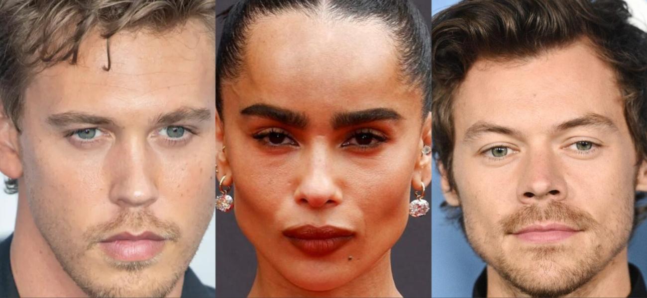 Collage of Austin Butler-Zoe Kravitz-Harry Styles
