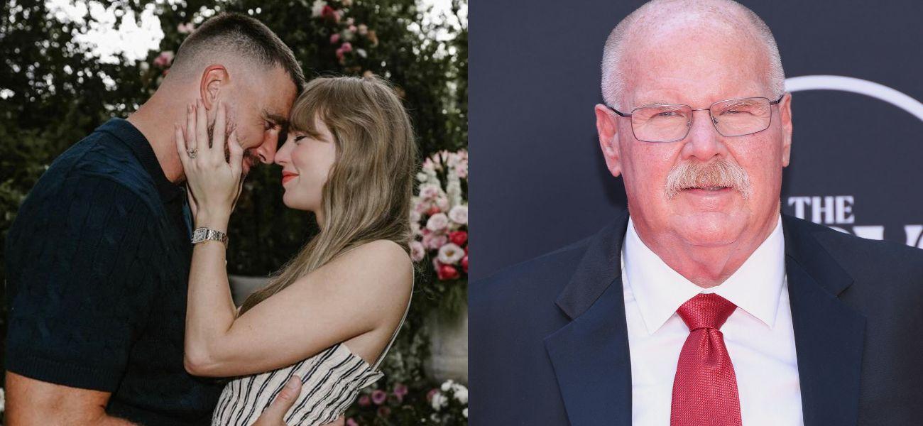 Taylor Swift and Travis Kelce (left) Andy Reid (right)