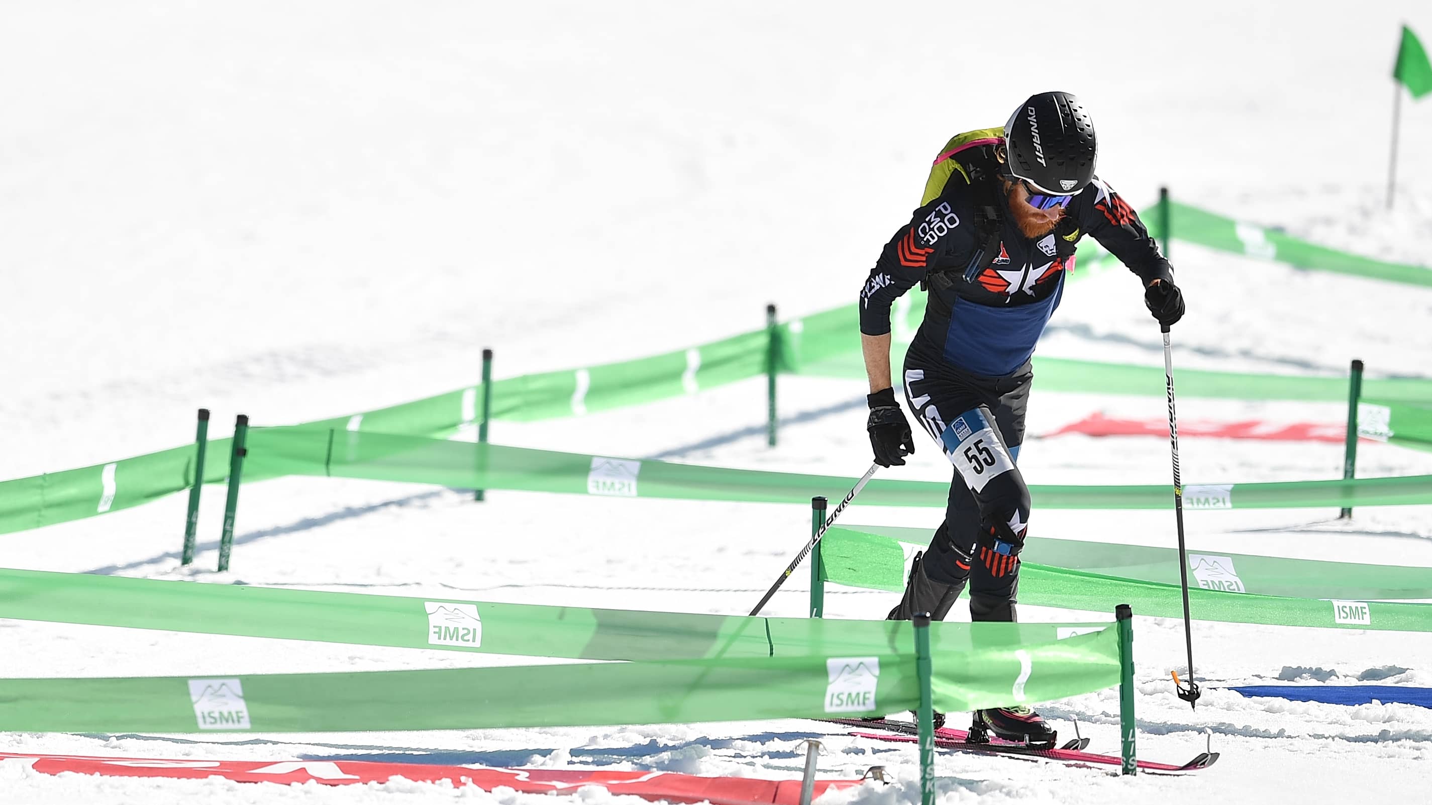 MONTHEY, SWITZERLAND - MARCH 06: Cameron Smith of USA in action during the Sprint Race during the 2025 ISMF Ski Mountaineering World Championships Sprint Race on March 6, 2025 in Monthey, Switzerland. (Photo by Valerio Pennicino/Getty Images)