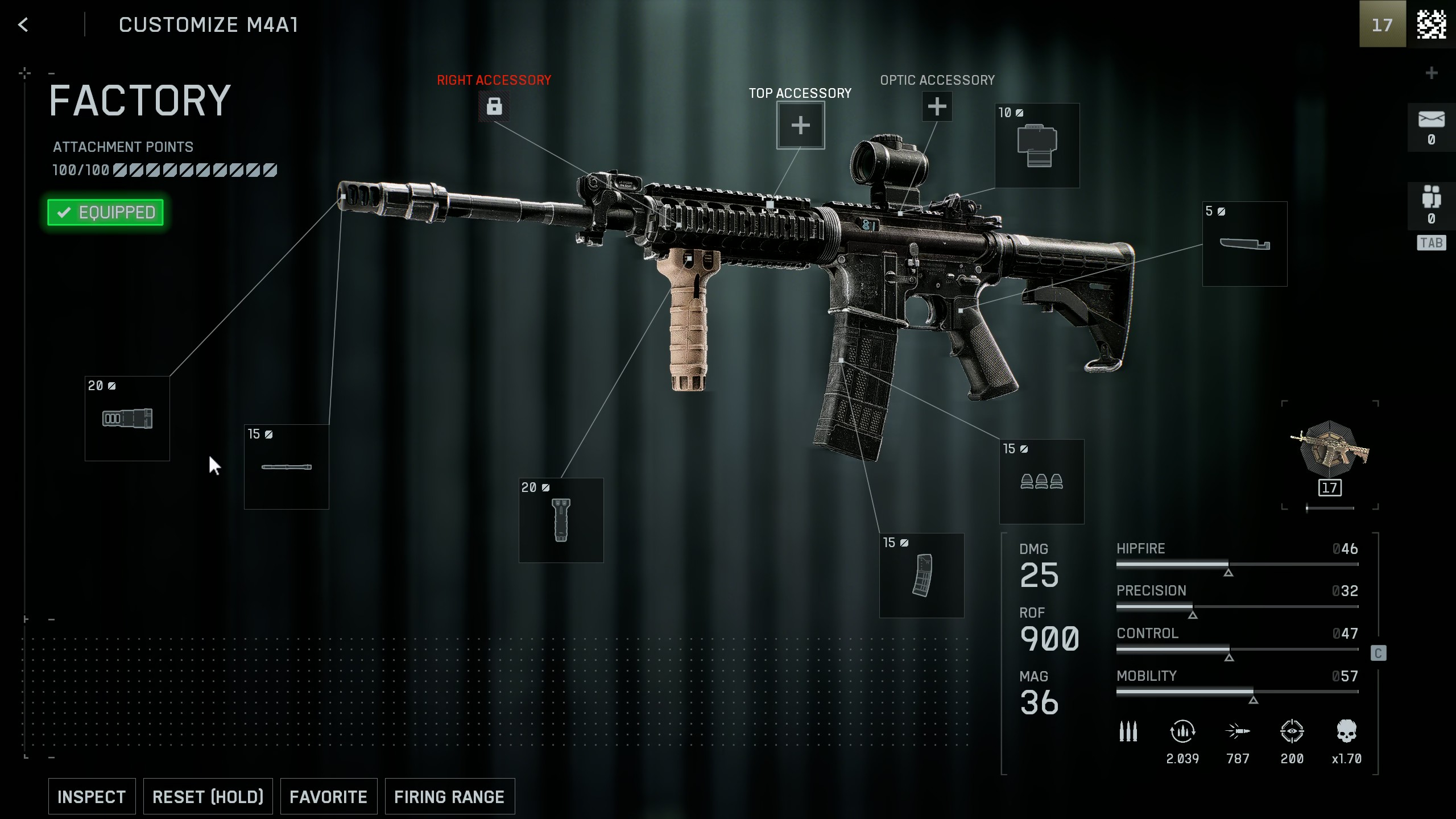 Battlefield 6 best gun loadout: A customised M4A1 in the weapon modification menu.