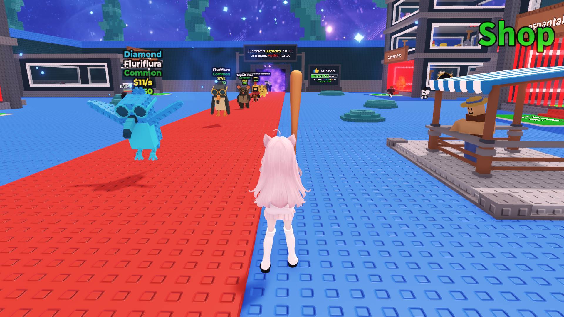 Steal a brainrot conveyor belt and character holding Tung bat