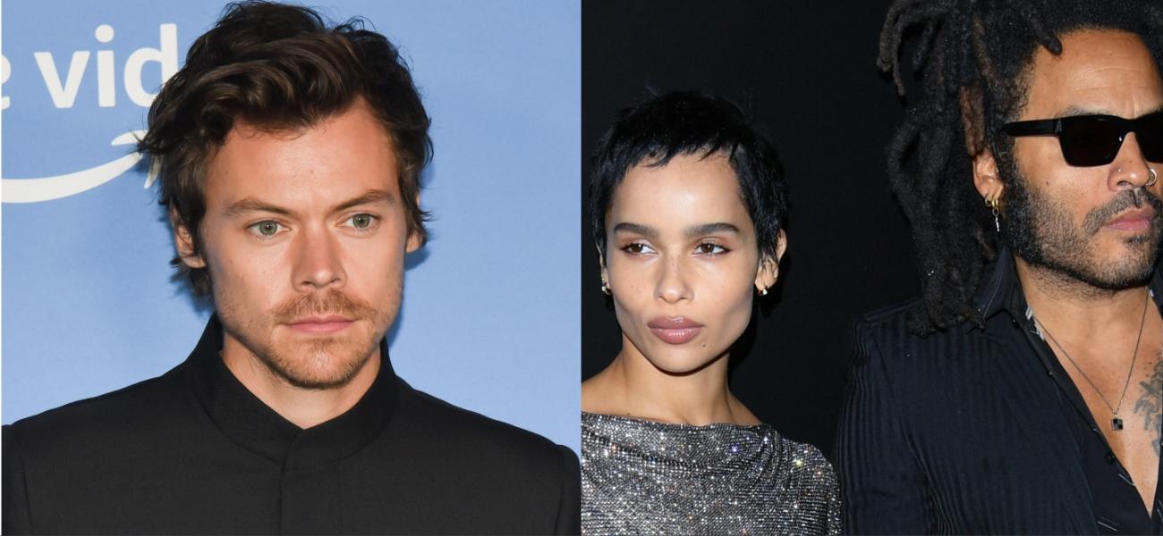 Collage of Harry Styles-Zoe Kravitz-Lenny Kravitz