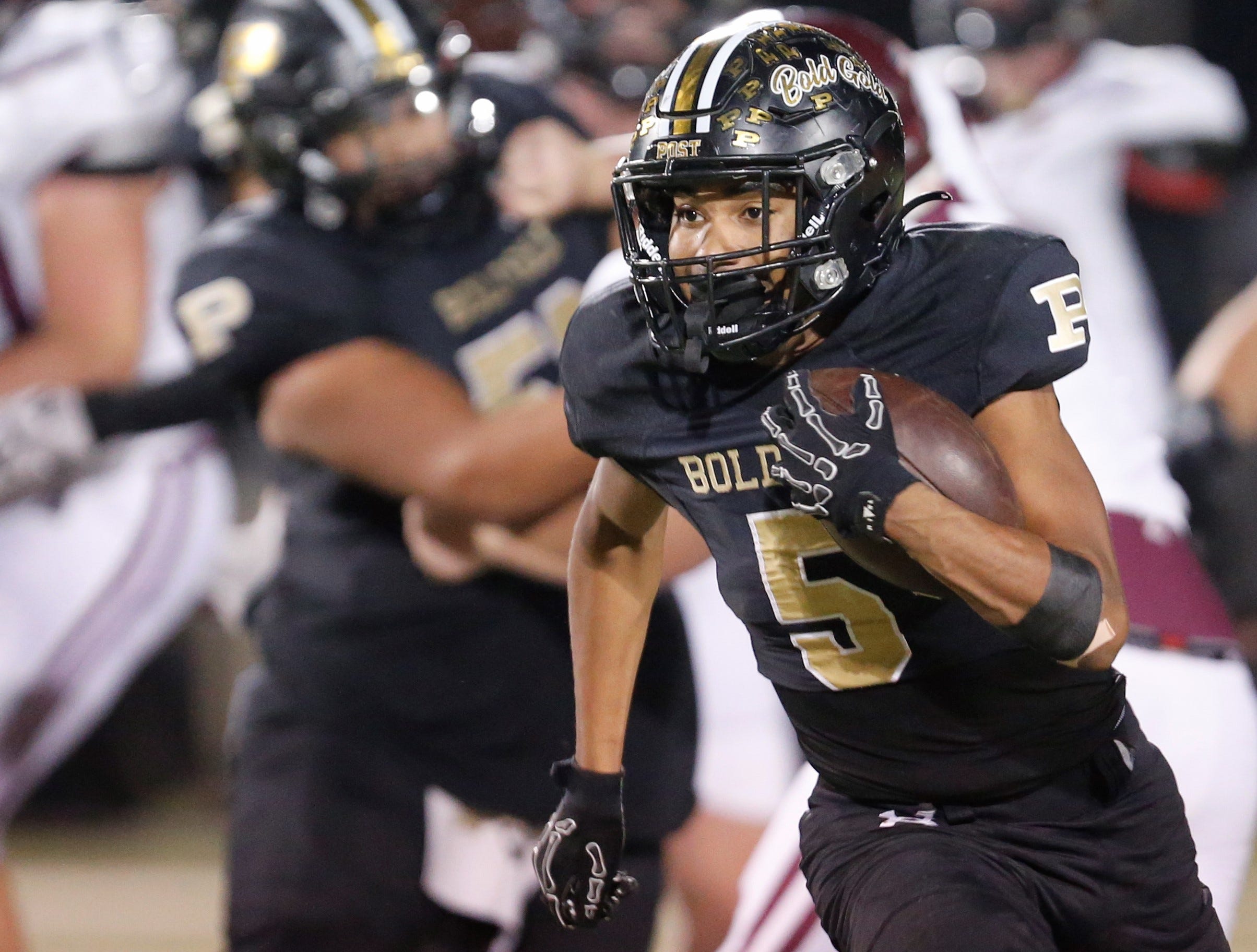 Post's Randon Curtis runs the ball against Abernathy in a District 2-2A Division I football game Friday, Nov. 7, 2025, at Jimmie Redman Memorial Stadium in Post.