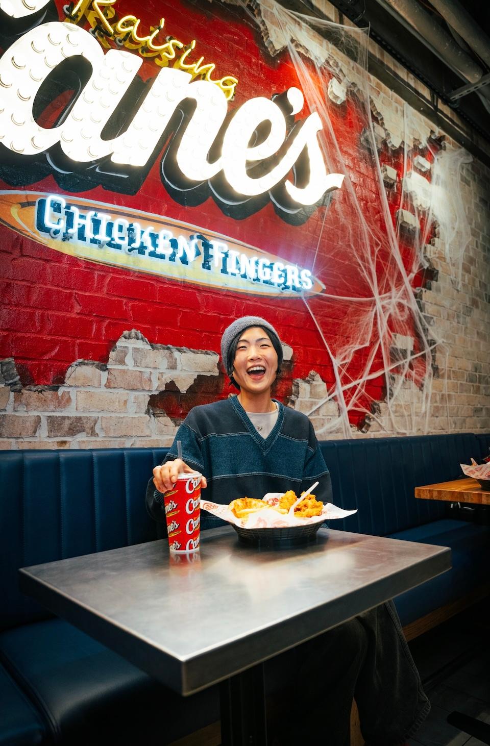 May Hong during a surprise &ldquo;shift&rdquo; at Raising Cane&rsquo;s Times Square Global Flagship