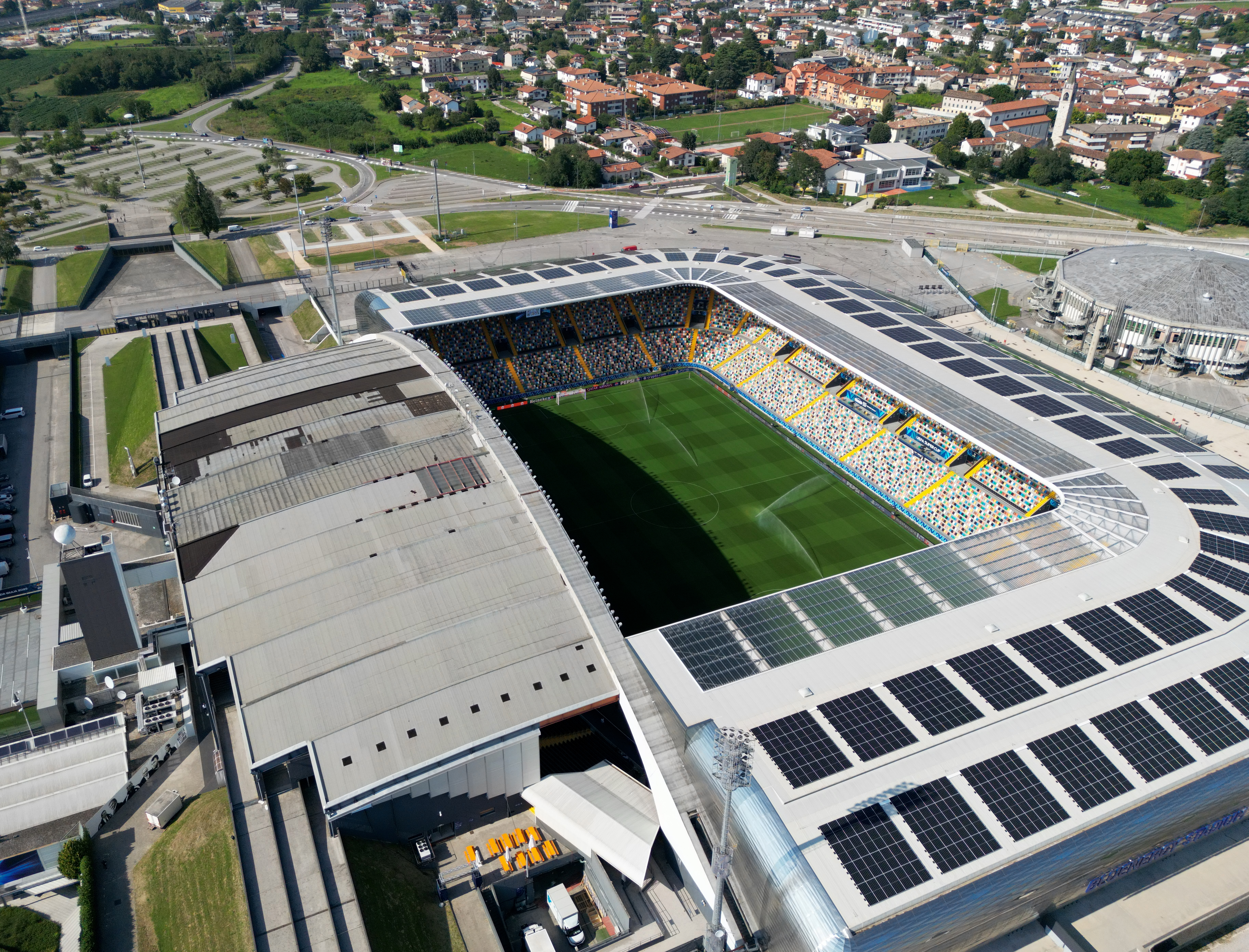 UDINE, ITALY - AUGUST 11: A general view of the Stadio Friuli prior to the UEFA Super Cup 2025 match between Paris Saint-Germain and Tottenham Hotspur at Friuli Stadium on August 11, 2025 in Udine, Italy. (Photo by Claudio Villa/Getty Images)