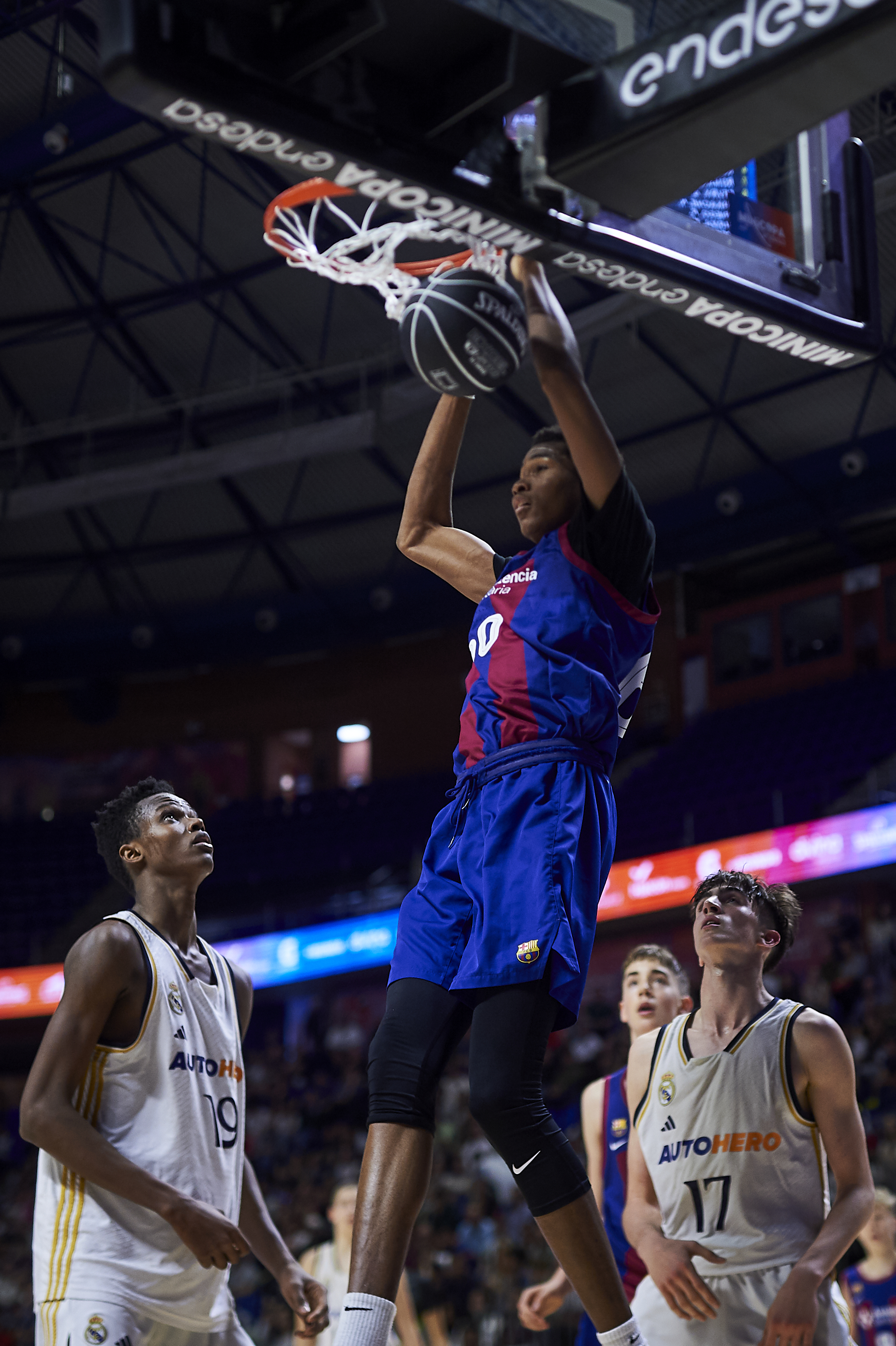 MALAGA, SPAIN - FEBRUARY 18: #60 Mohamed Dabone of FC Barcelona in action during the Finals of Mini Copa Endesa 2024 match between FC Barcelona and Real Madrid at Martin Carpena Arena on February 18, 2024 in Malaga, Spain. (Photo by Borja B. Hojas/Getty Images)