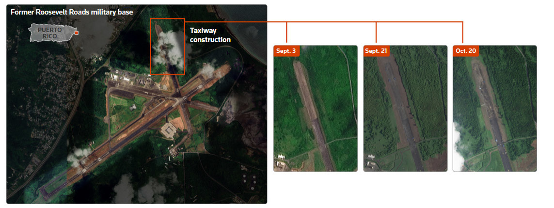 卫星图像显示，罗斯福路基地北侧一条跑道被翻新