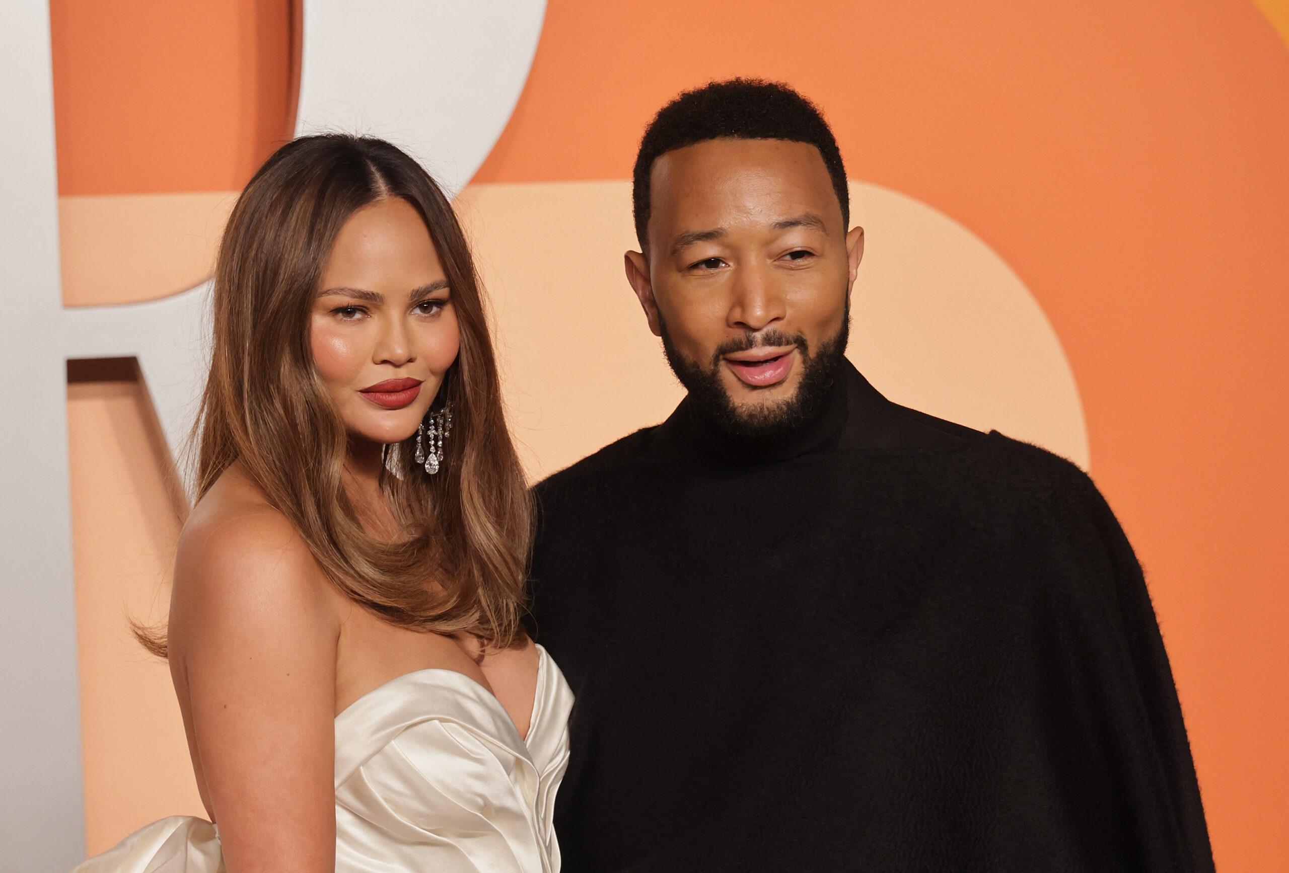 Chrissy Teigen and John Legend at 2025 Vanity Fair Oscar Party