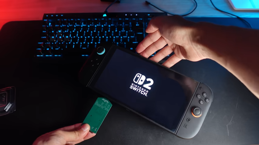 A screenshot from Better Gaming's YouTube video trying to put an SSD in a Nintendo Switch 2