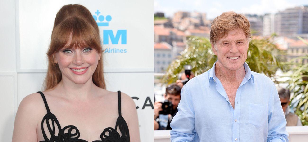 A photo collage of Bryce Dallas Howard and Robert Redford