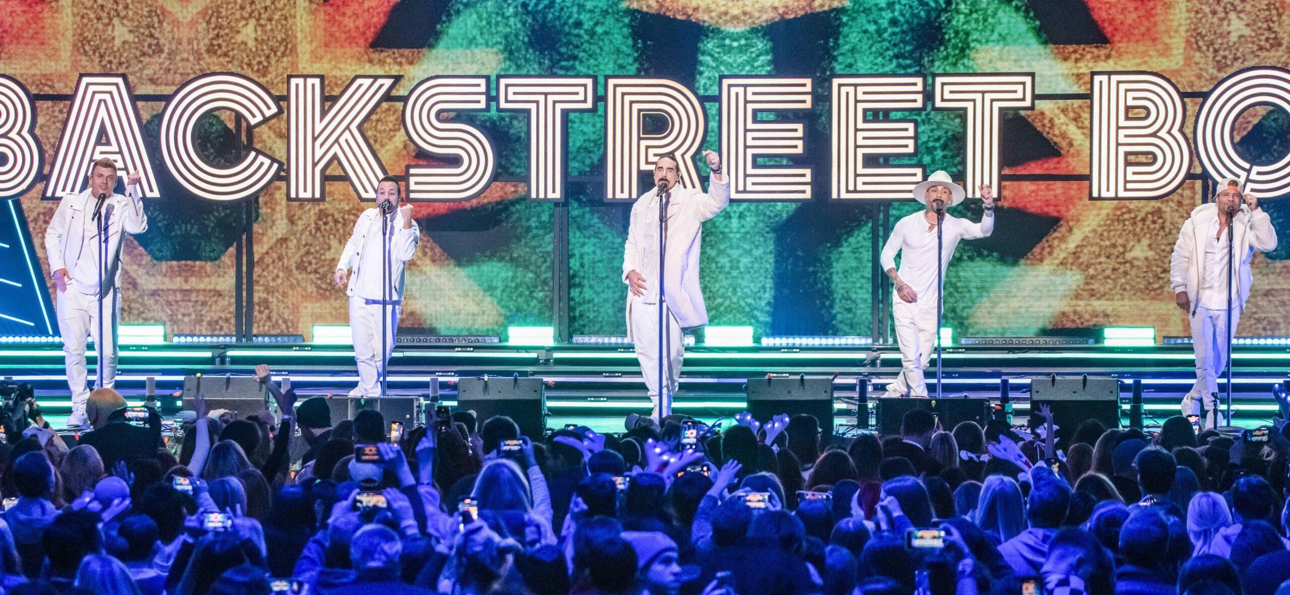 Backstreet Boys performing at iHeartRadio z100's Jingle Ball 2022 Show