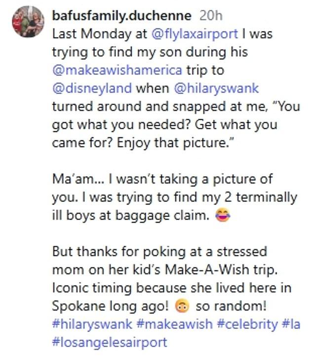 Bafus Family post on Hilary Swank