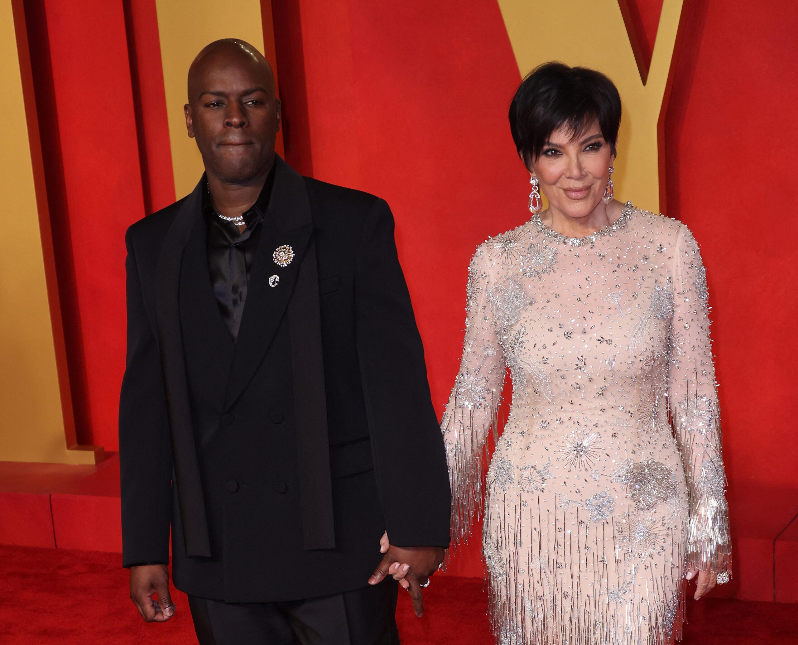 Corey Gamble and Kris Jenner at the 2024 Vanity Fair Oscar Party