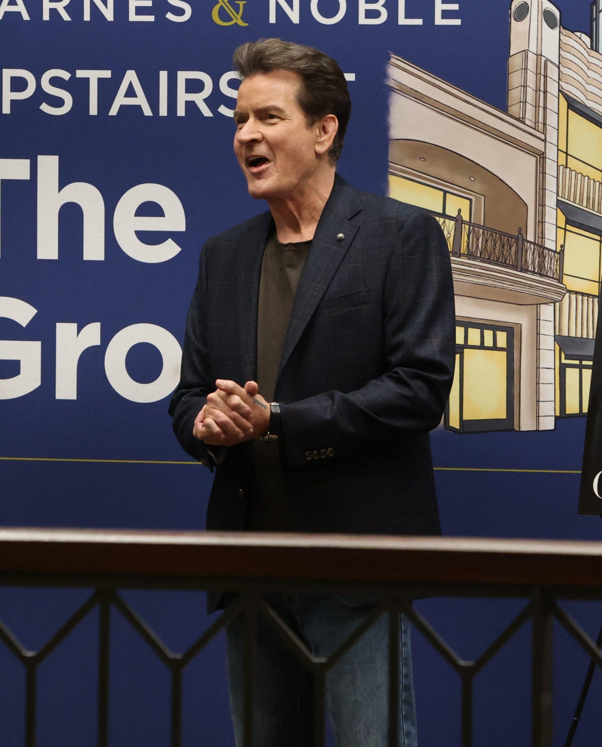 Charlie Sheen all smiles during his book sign meet and greet at Barnes and Noble The Grove for his autobiography "The Book of Sheen"