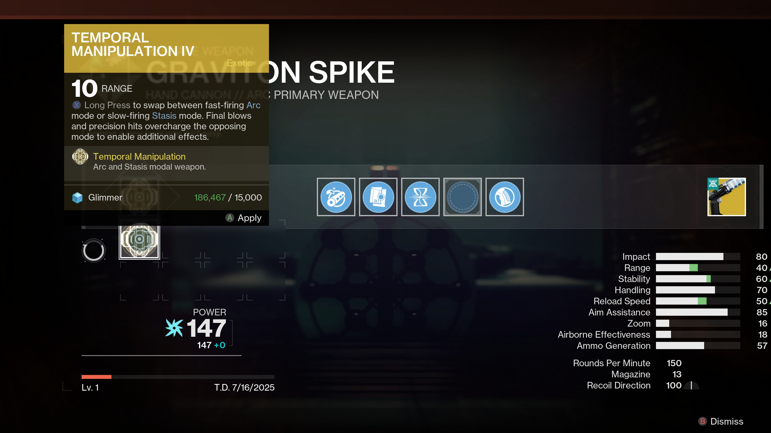 Destiny 2 Graviton Spike - Upgrading intrinsics