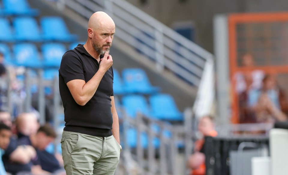 BOCHUM, GERMANY - JULY 27: Head coach Erik Ten Hag of Bayer 04 Leverkusen looks on during the pre-season friendly match between VfL Bochum and Bayer 04 Leverkusen at Vonovia Ruhrstadion on July 27, 2025 in Bochum, Germany. (Photo by Ralf Ibing - firo sportphoto/Getty Images)