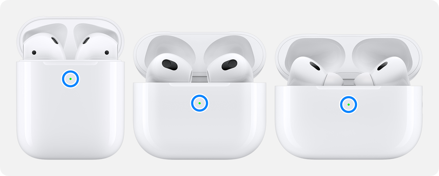 AirPods 充电盒正面的状态指示灯