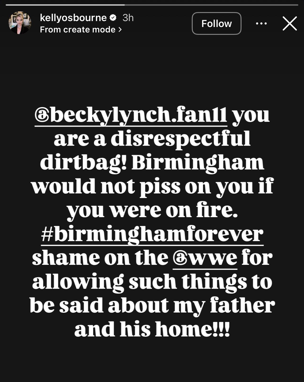 Kelly Osbourne slams Becky Lynch and the WWE