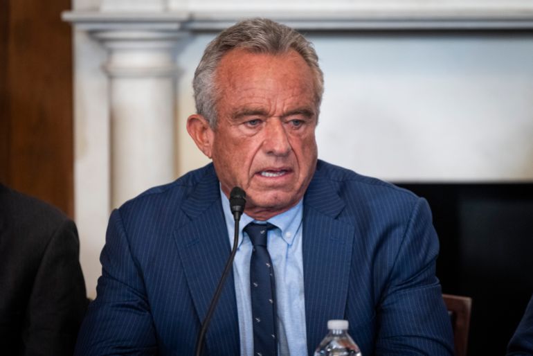epa12239348 US Health and Human Services (HHS) Secretary Robert F. Kennedy Jr. speaks at a roundtable event with Department of Agriculture Secretary Brooke Rollins, Republican Senator from Kansas Roger Marshall, and members of the American agricultural industry in the US Capitol in Washington, DC, USA, 15 July 2025. Kennedy spoke about 'MAHA', his drive to 'make America healthy again'. EPA/JIM LO SCALZO