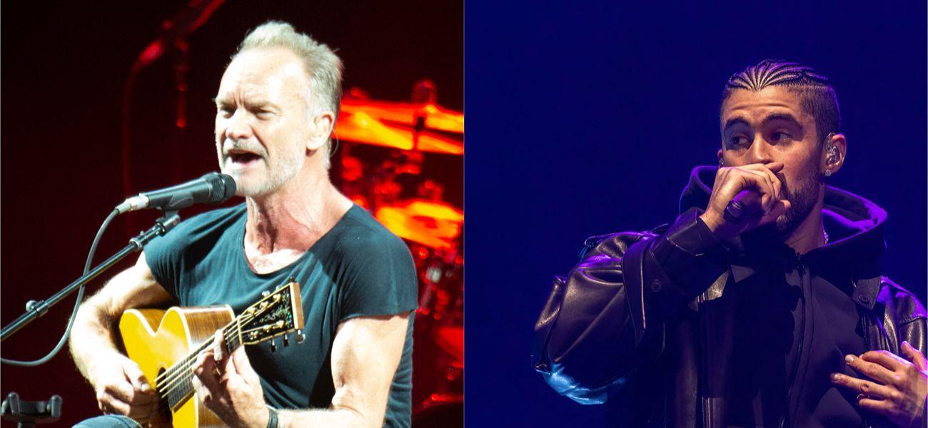 A photo collage of Sting and Bad Bunny