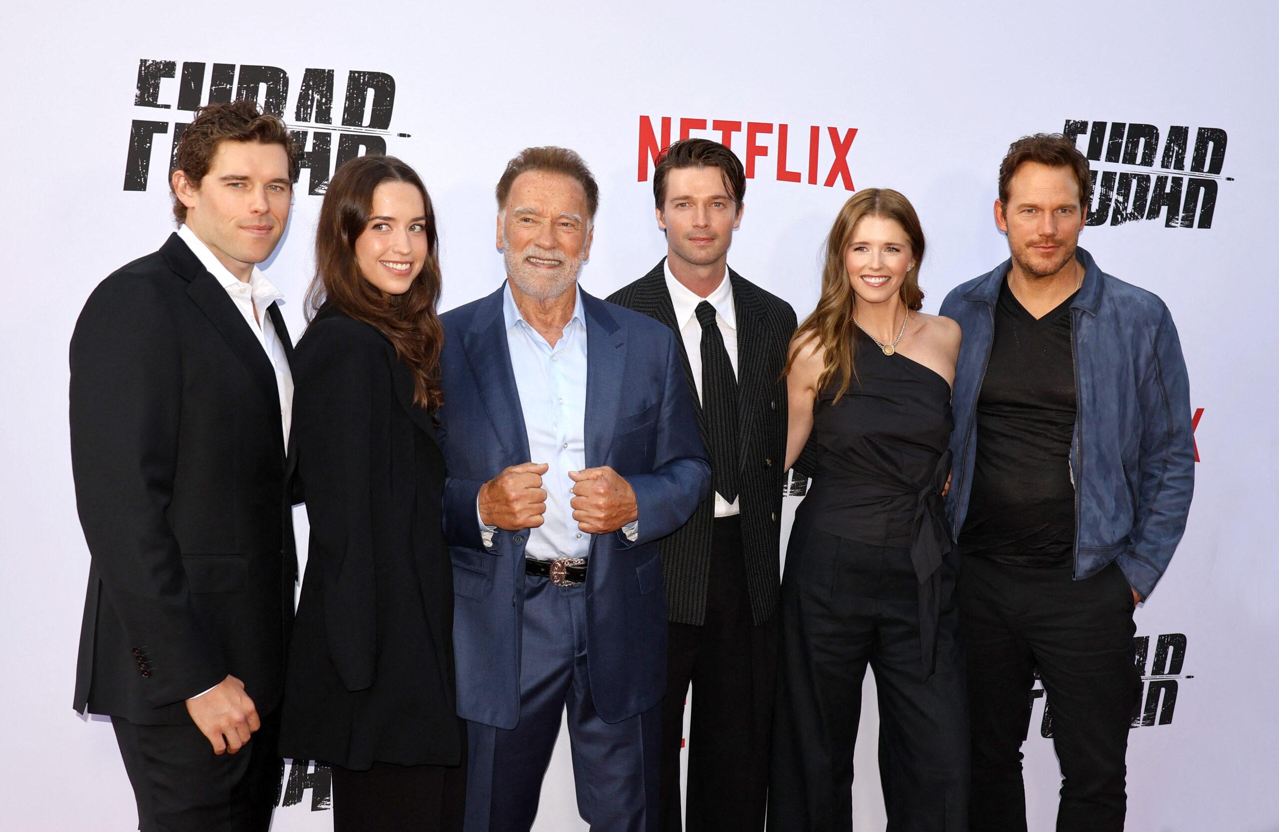 Arnold Schwarzenegger and his family at Netflix's 'Fubar' Season 2 Premiere