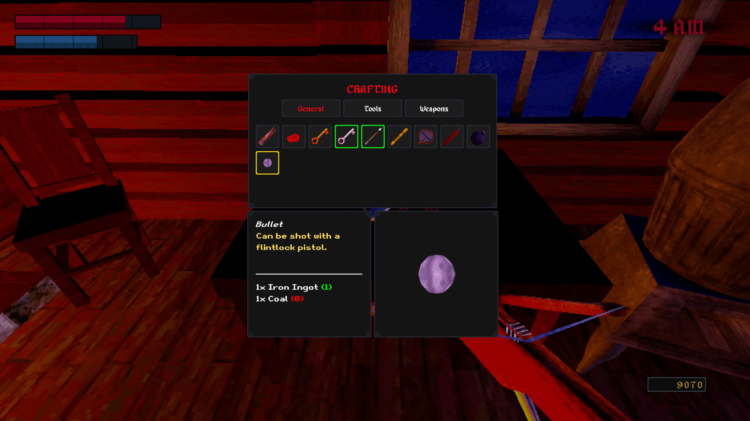Crafting menu in Nox Mortalis