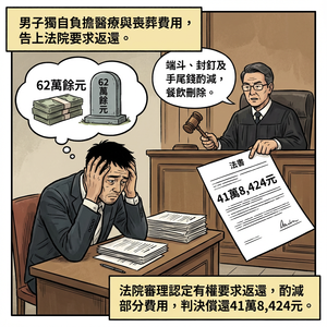 親人過世彰化男獨扛62萬喪葬費　唯一繼承人裝沒事...挨告結果曝