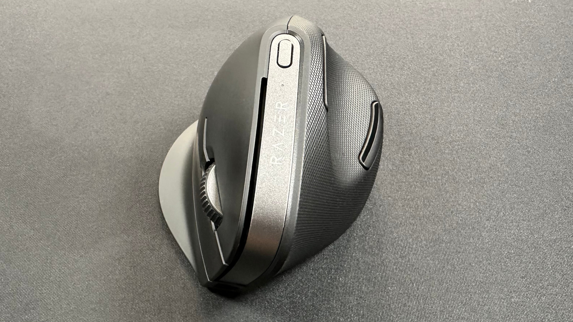 A photo of the Razer Pro Click V2 Vertical Edition wireless ergonomic mouse.
