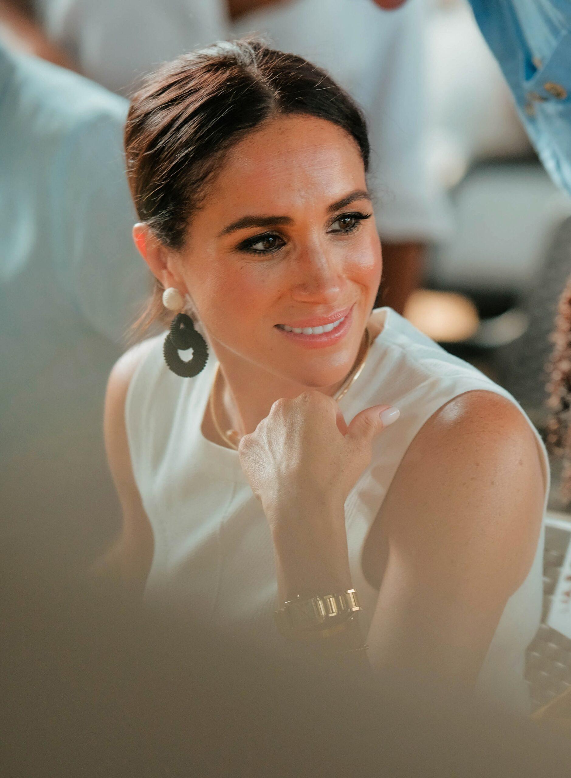 Meghan Markle Accessorises with Princess Dianas Gold Cartier Tank Watch During Her Trip to Colombia