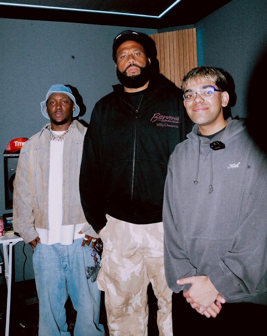 N3on and Hit-Boy at party