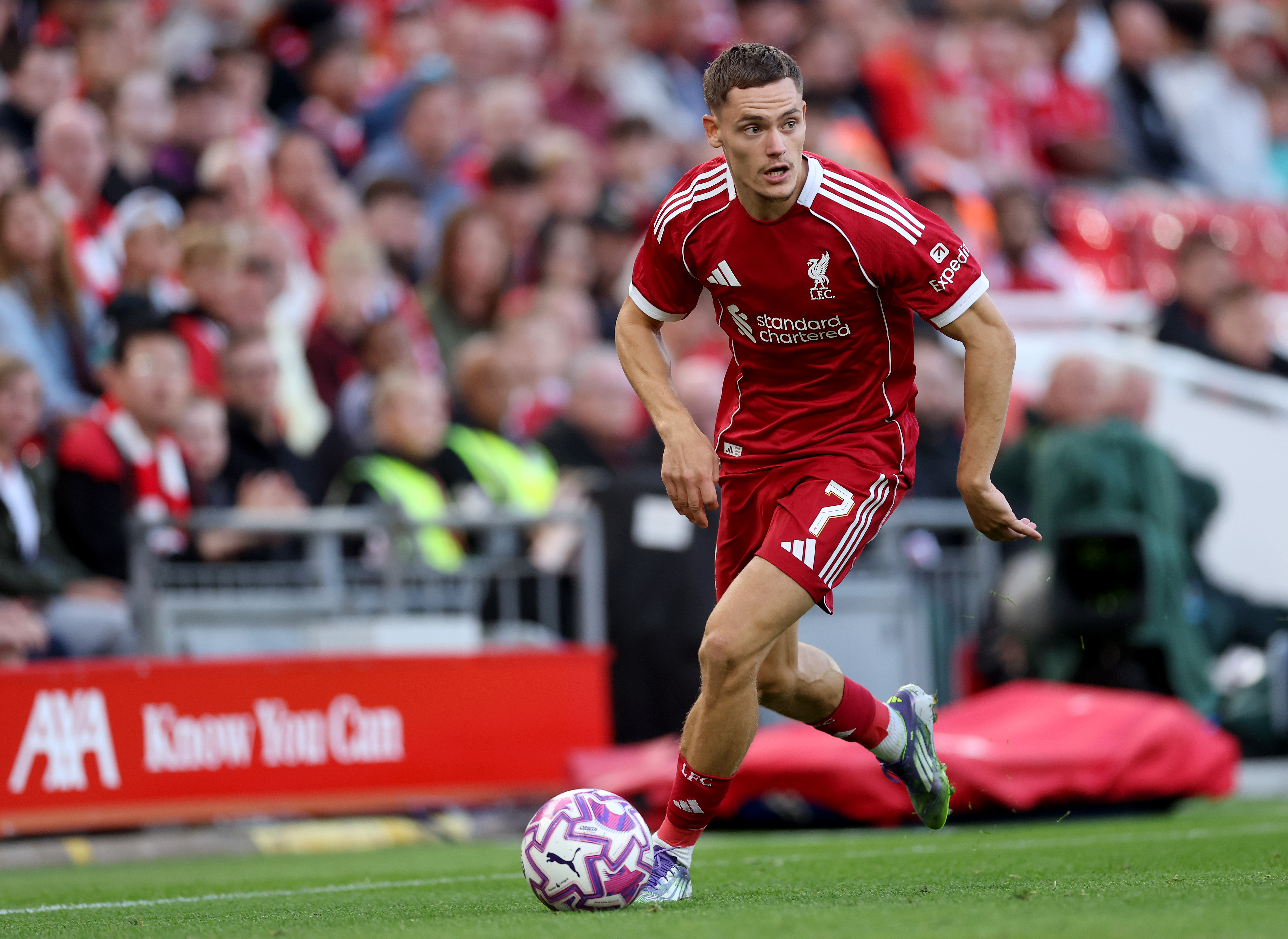 LIVERPOOL, ENGLAND - AUGUST 04: Florian Wirtz of Liverpool during the pre-season friendly match between Liverpool v Athletic Club Bilbao at Anfield on August 04, 2025 in Liverpool, England. (Photo by Carl Recine/Getty Images)