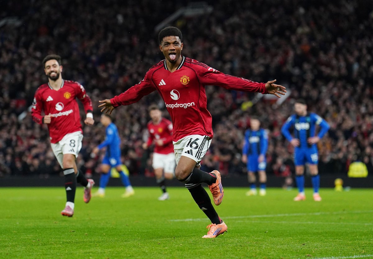Manchester United's Amad Diallo celebrates (PA)