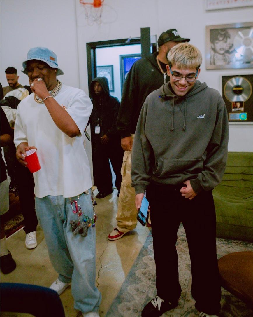 N3on and Hit-Boy at party