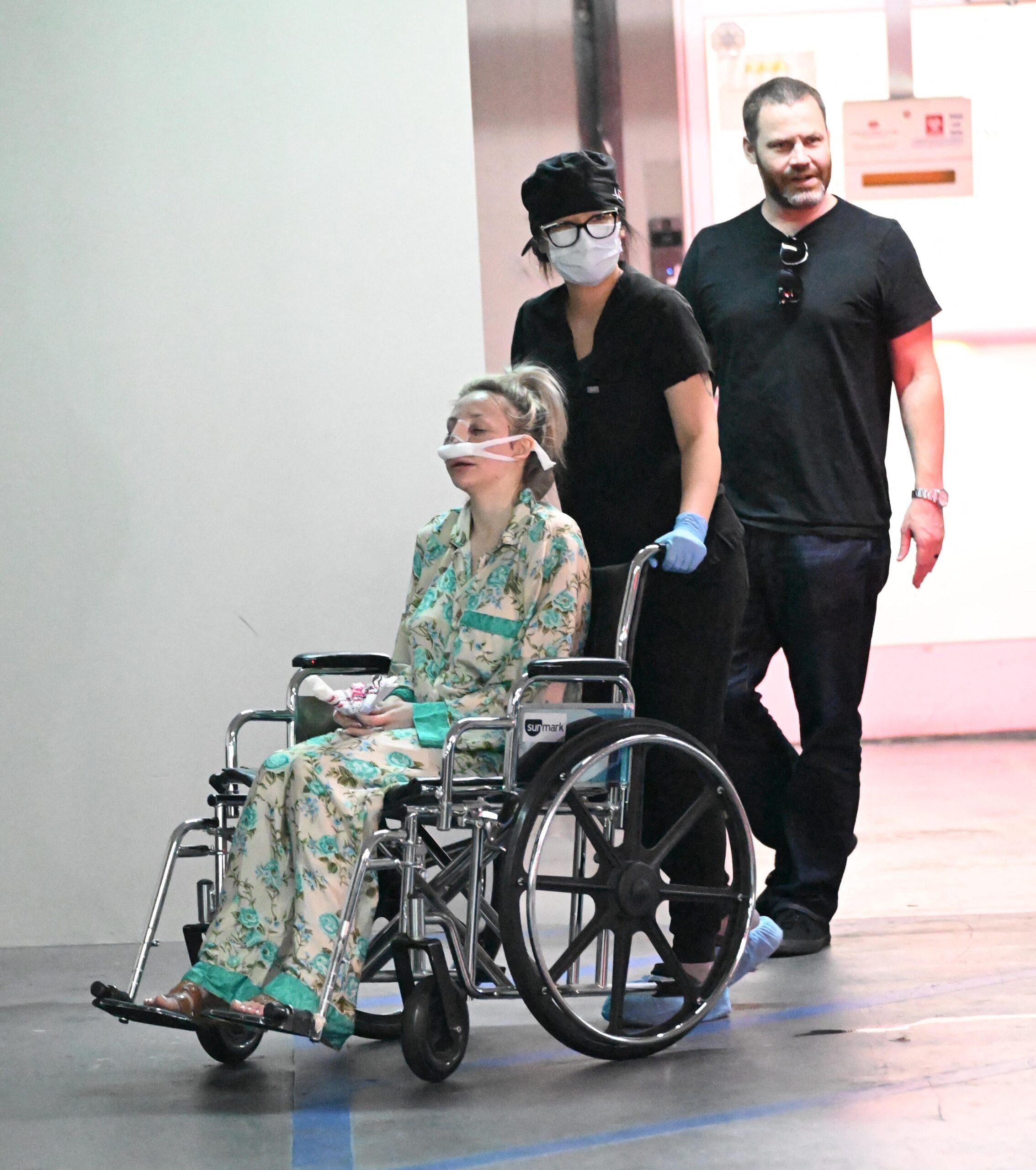 Courtney Stodden leaving Beverly Hills Dr. Motykies office after apparent rhinoplasty