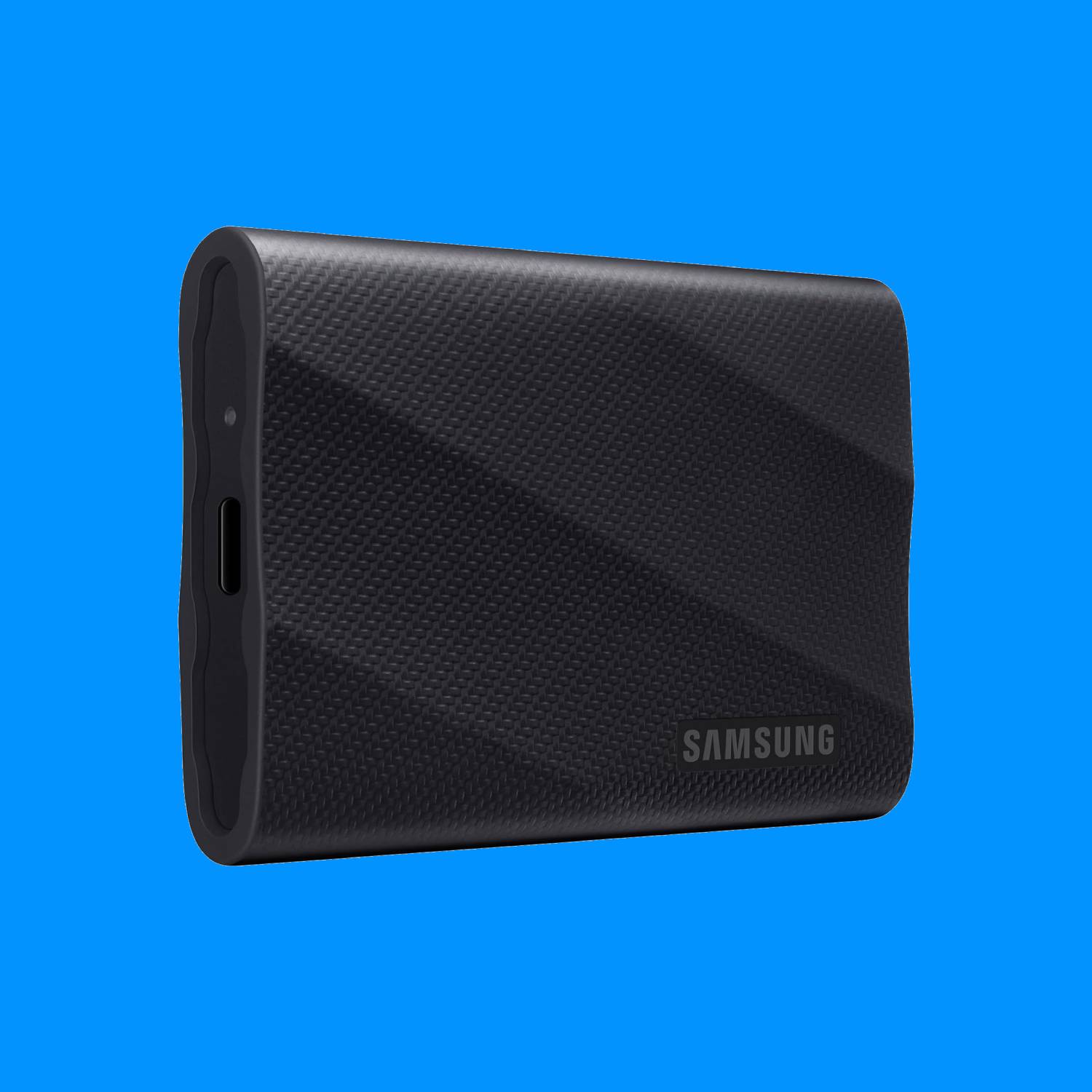 Samsung T9 external SSD on colourful background