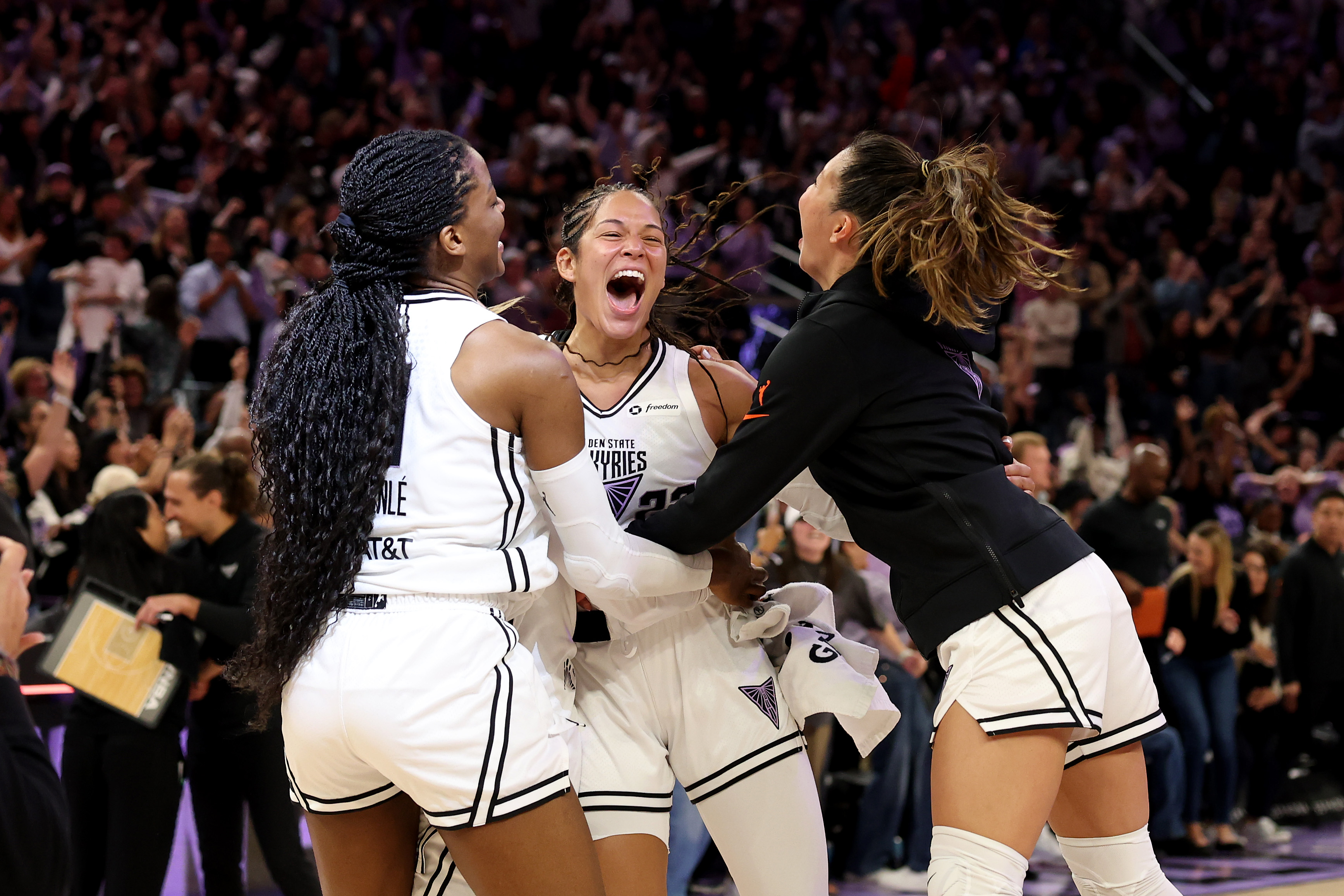 Veronica Burton (C) came up clutch in the Valkyries' historic win over the Wings