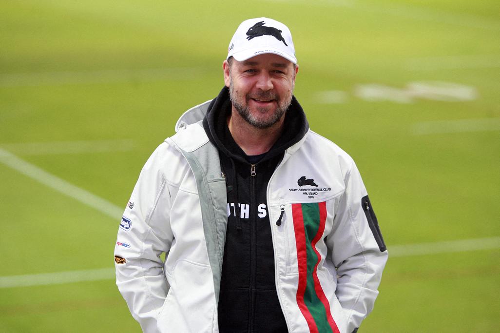 Russell Crowe at Rabbitoh's training in Perth