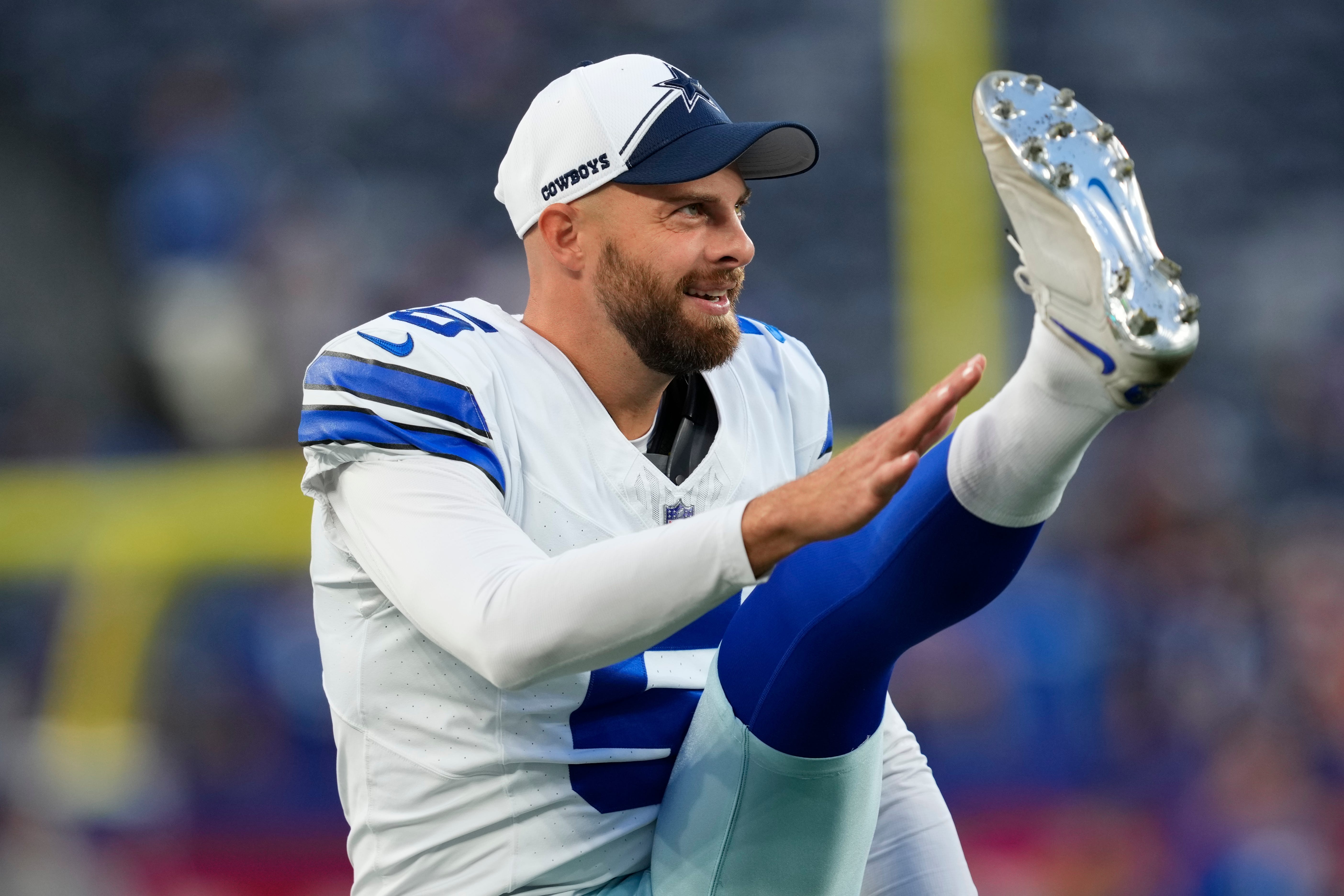 Dallas Cowboys punter Bryan Anger (5) prepares for the game against the Giants, at MetLife Stadium. Sunday, September 10, 2023