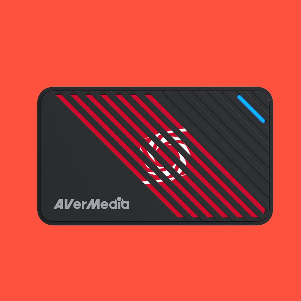 The AverMedia Live Gamer Ultra S GC553Pro floats in a bright orange void.