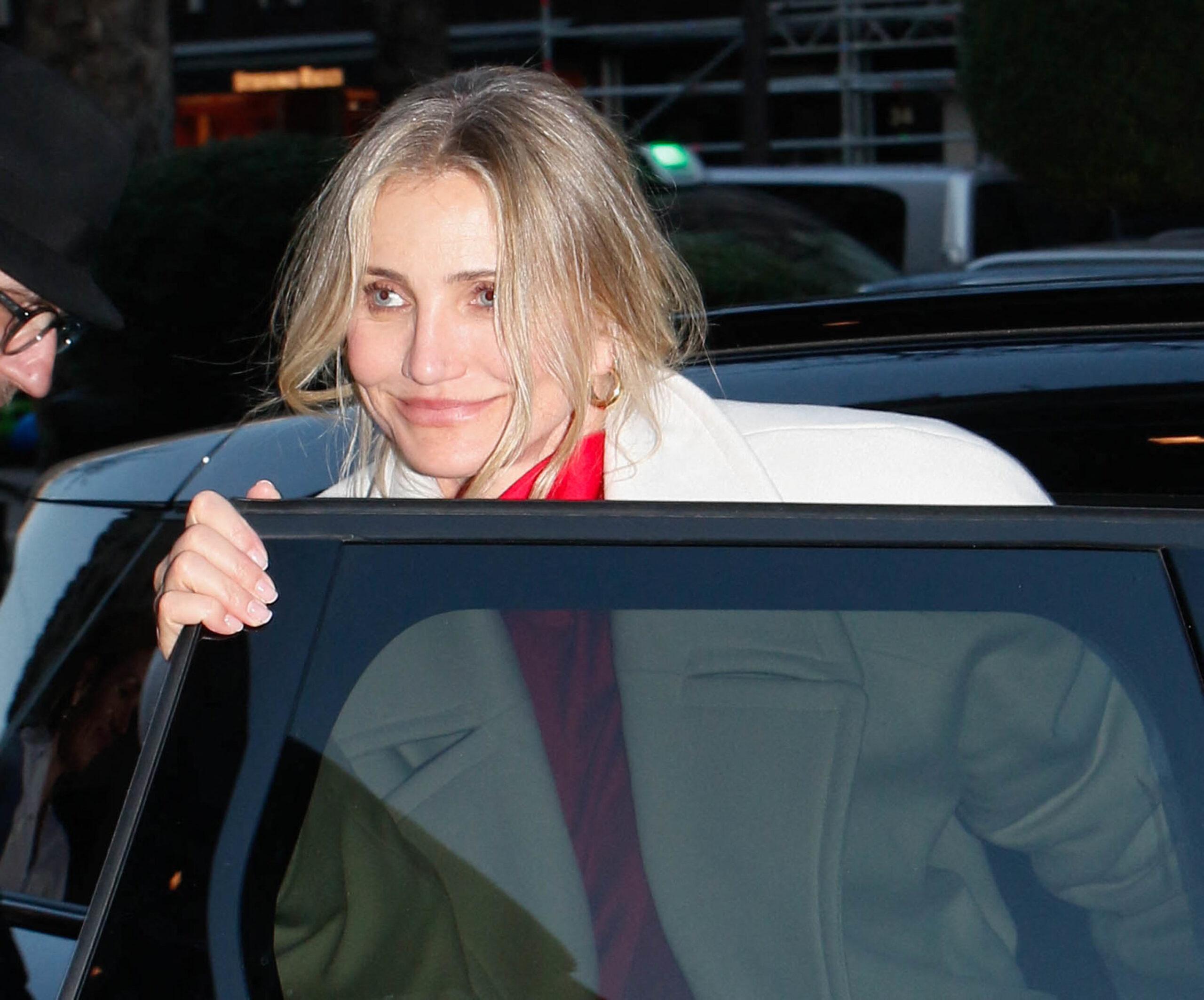 Cameron Diaz arriving at her hotel after Stella McCartney show