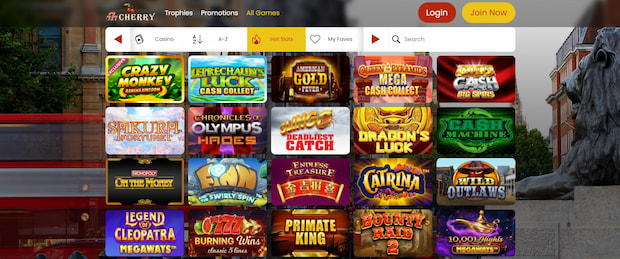 Screenshot of 777 Cherry Casino games.
