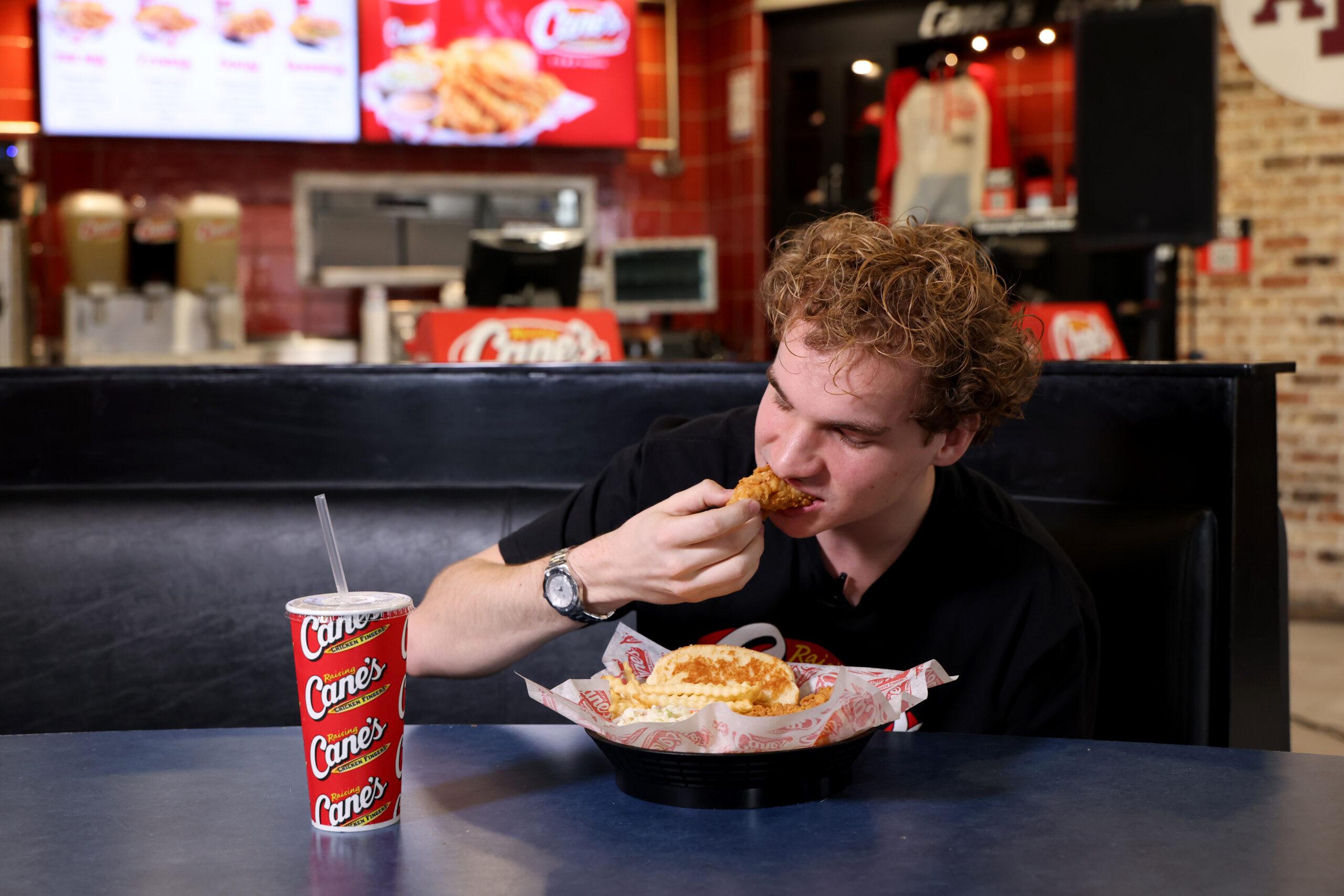 The Voice Winner Aiden Ross eating Raising Cane's