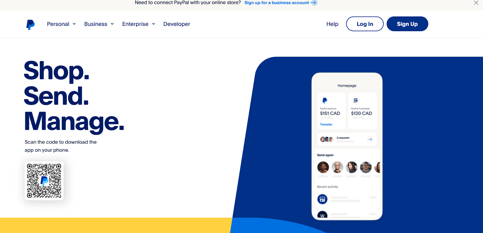 paypal homepage