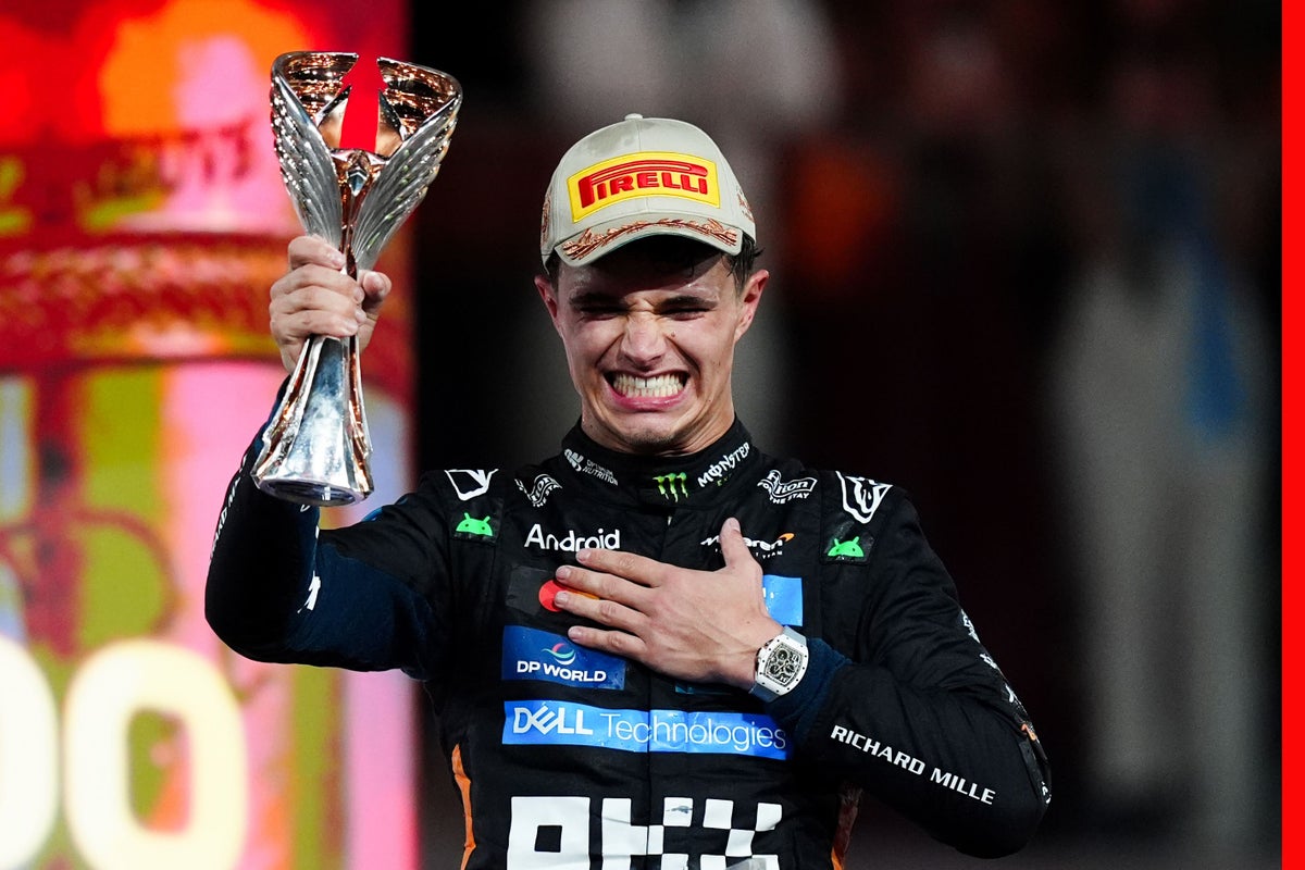 Lando Norris celebrates winning the Formula One world championship (David Davies/PA) (PA Media)