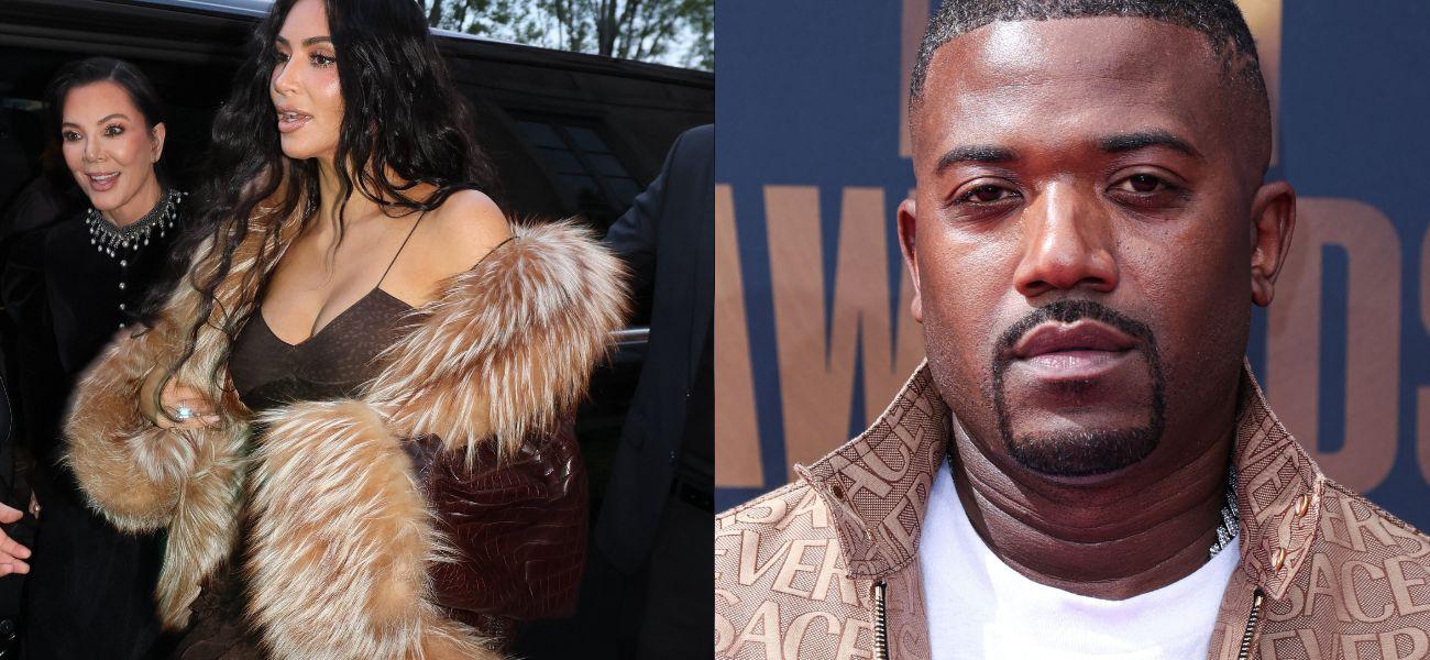 Kim Kardashian, Kris Jenner and Ray J photo collage.