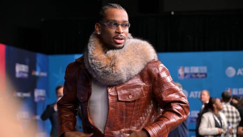 Feb 15, 2026; Los Angeles, CA, USA; Team World guard Shai Gilgeous-Alexander (2) of the Oklahoma City Thunder on the red carpet before the 75th NBA All Star Game at Intuit Dome. Mandatory Credit: Jayne Kamin-Oncea-Imagn Images