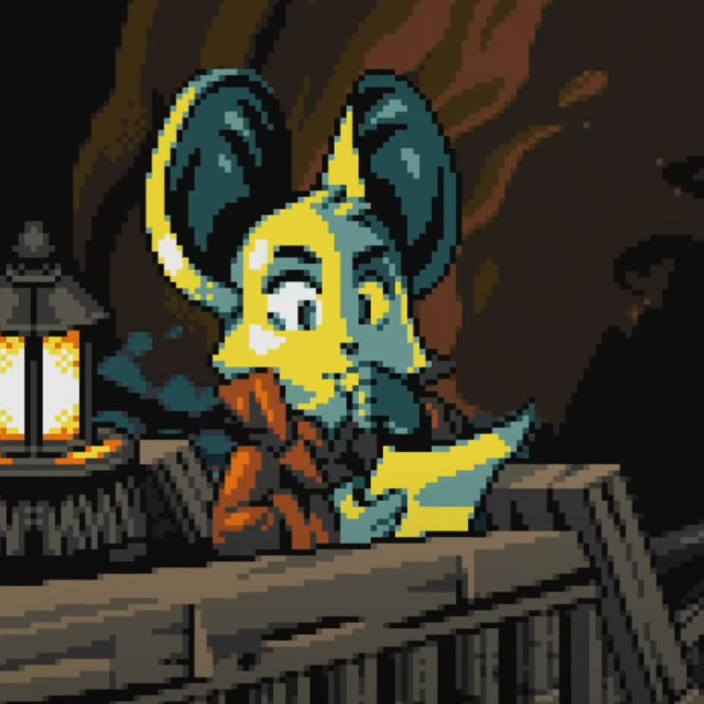 Mina, the mousey Hollower, in a pixel art style familiar to Shovel Knight