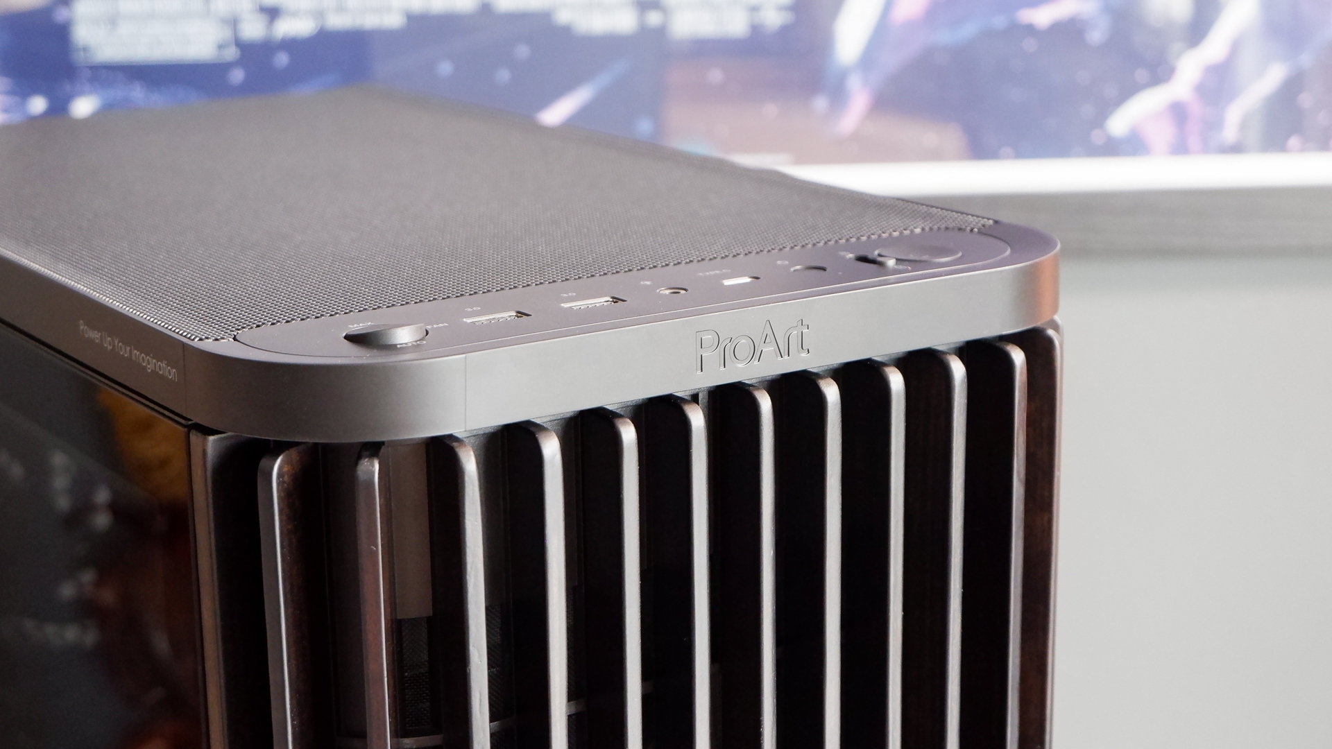 A gaming PC in the process of being built, using Radeon and Ryzen components and an Asus Pro Art PA401 PC case.