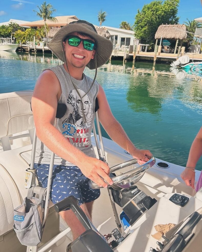 Dylan Carter on a boat